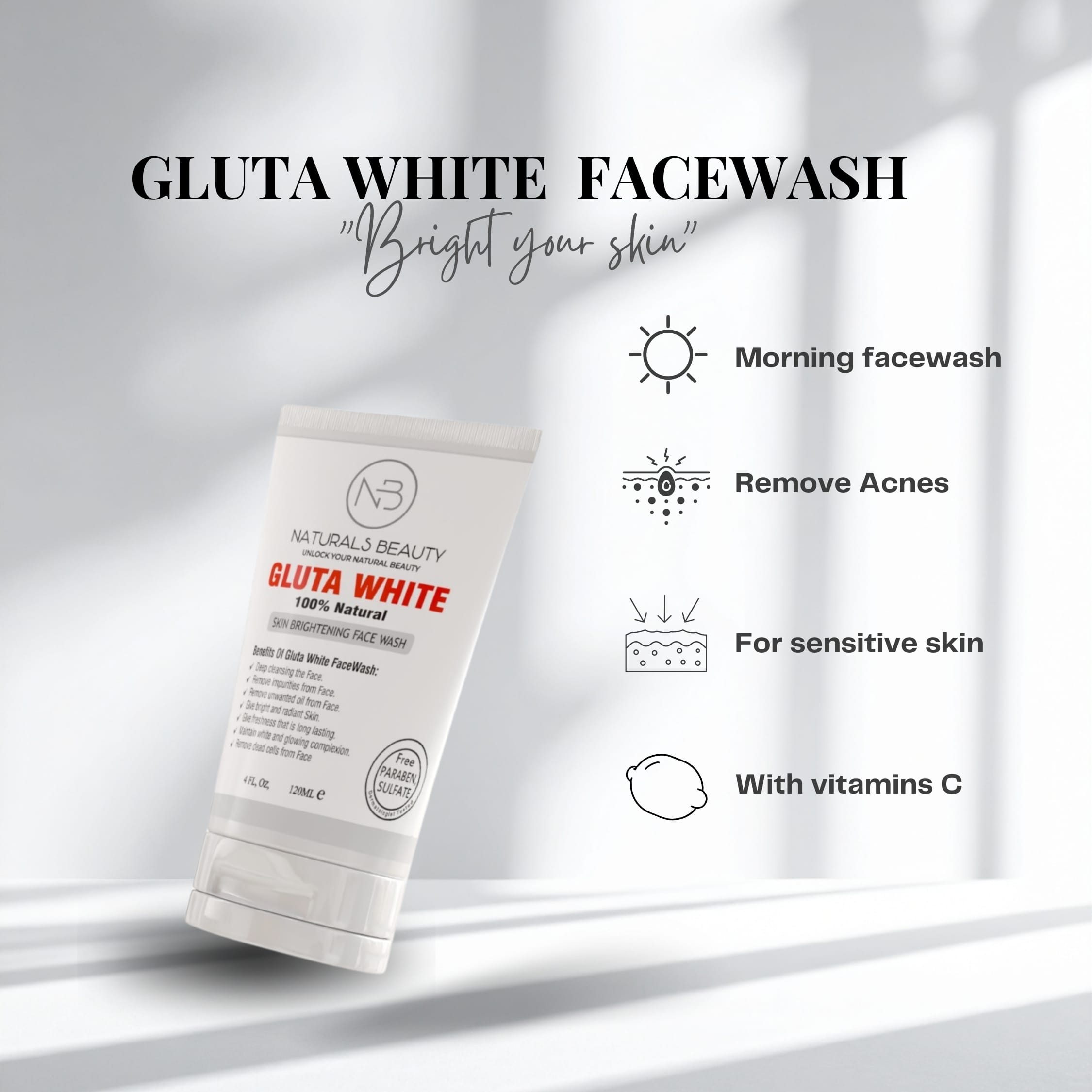 Face Wash Natural Beauty Gluta White Face Wash Natural Beauty Gluta White